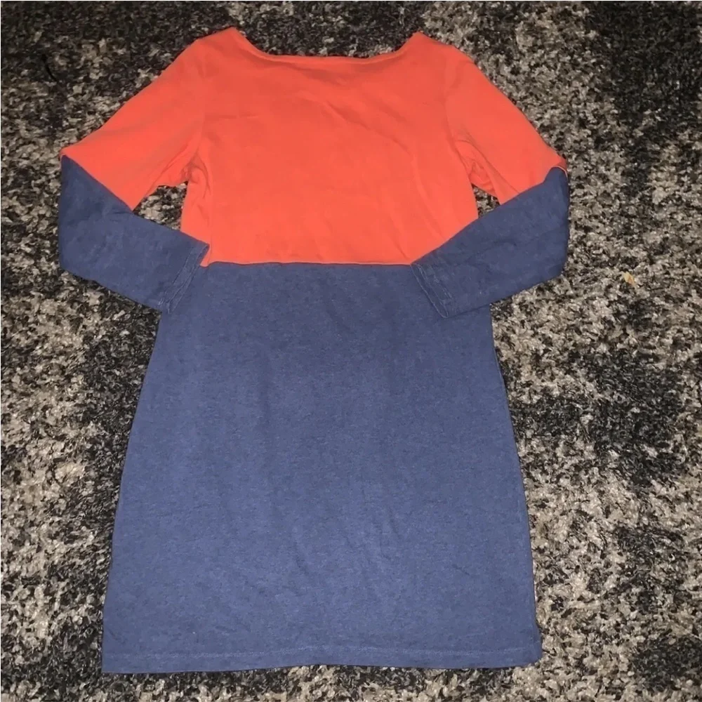 Boden Shift Dress Block Knit Long Sleeve Round Neckline Orange Blue Womens Sz 6 - Picture 5 of 5